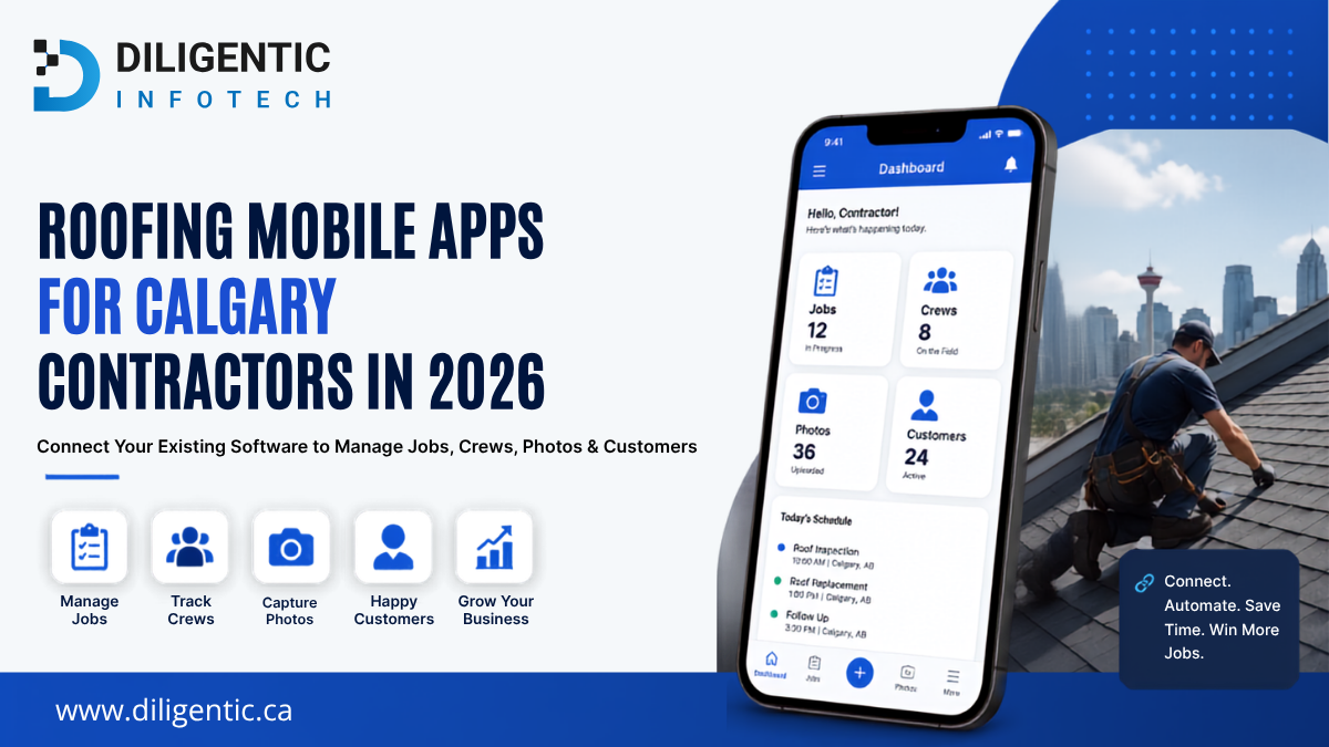 Mobile app connecting roofing jobs, crews, project photos, and customer information