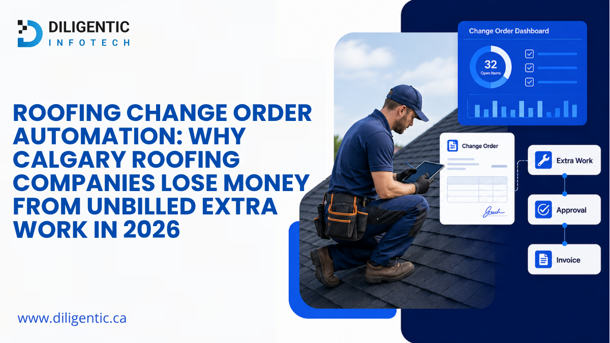 Roofing change order automation for documenting extra work and billing